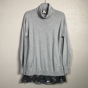 BCBGeneration Grey Long Sleeve Sweater w/Sequin L